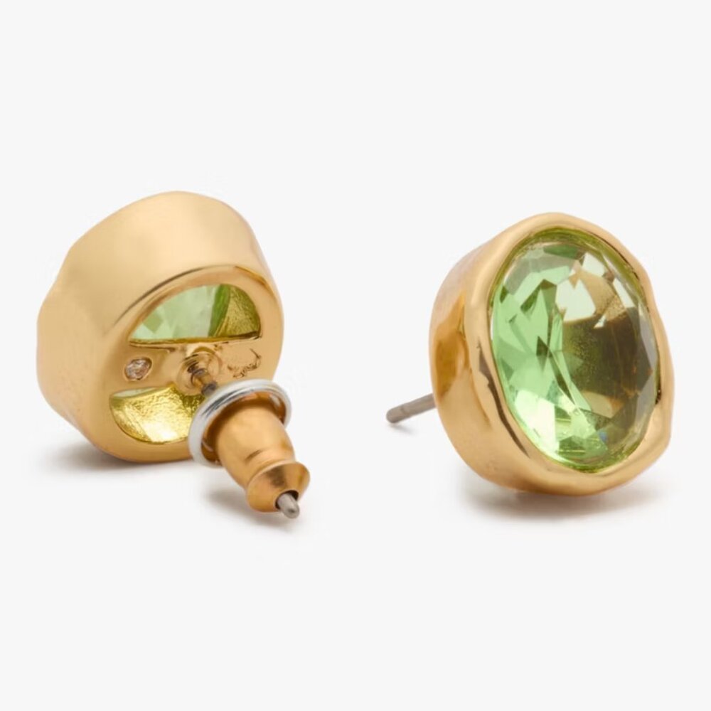 kate spade Light Green/Gold High Shine Studs/NWT - Picture 3 of 9
